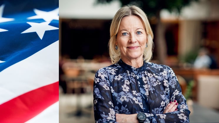 charlotte dickens och en usa-flagga