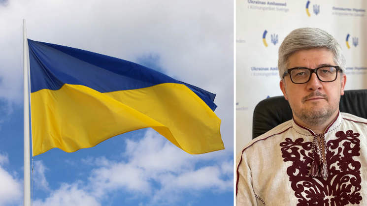 ukrainas flagga och ukrainas ambassadör i sverige