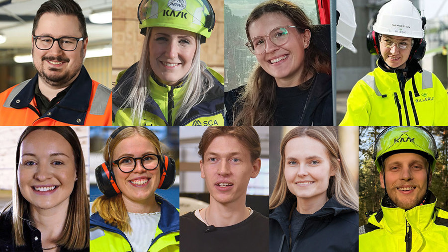 collage över personer som arbetar i skogsindustrin