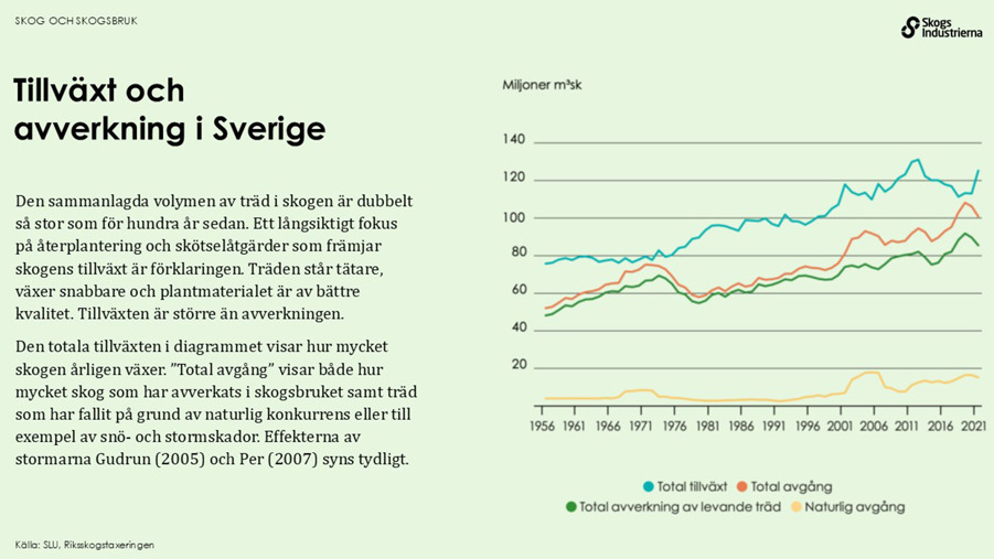 Tillväxt och avverkning av skog i sverige