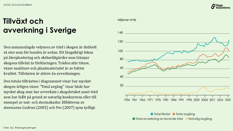 Tillväxt och avverkning av skog i sverige